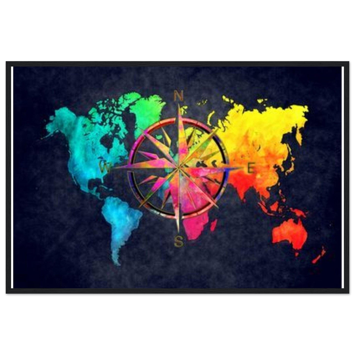 Canvanation Print Material 60x90 cm / 24x36″ Tableau Carte Du Monde - Au-Delà des Frontières