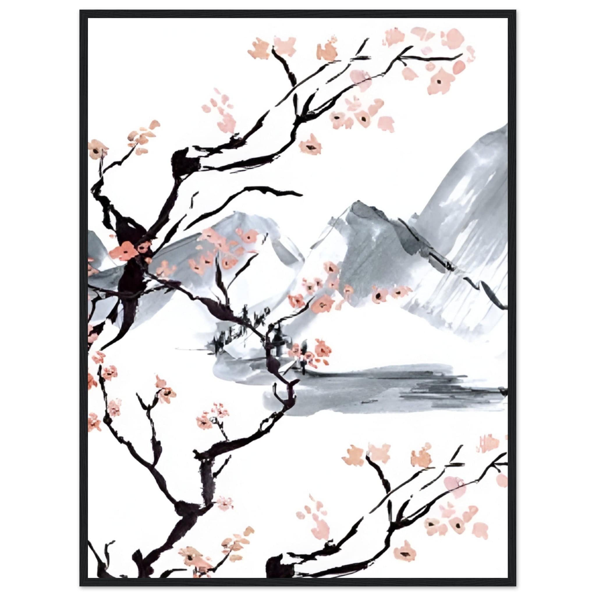 Canvanation 1 / 60X80cm / Avec Cadre Tableau Triptyque Cerisier Japonais