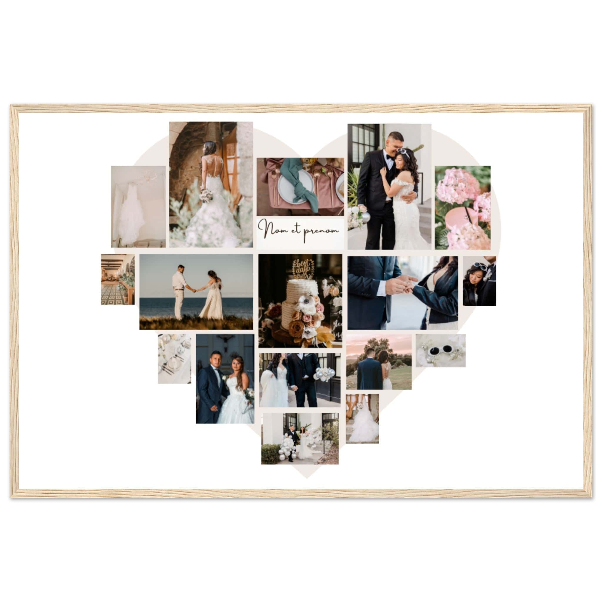 Canvanation Print Material 60x90 cm / 24x36″ / Bois Pêle-mêle de photos sur poster "Mariage ou Fiançailles"