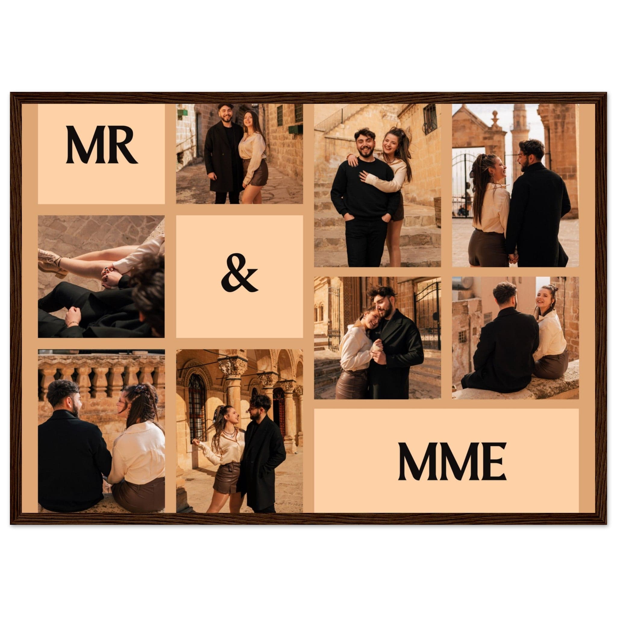 Canvanation Print Material 50x70 cm / 20x28″ / Noir Bois Cadre Photo Pele Mele Couple "Mr & Mme"