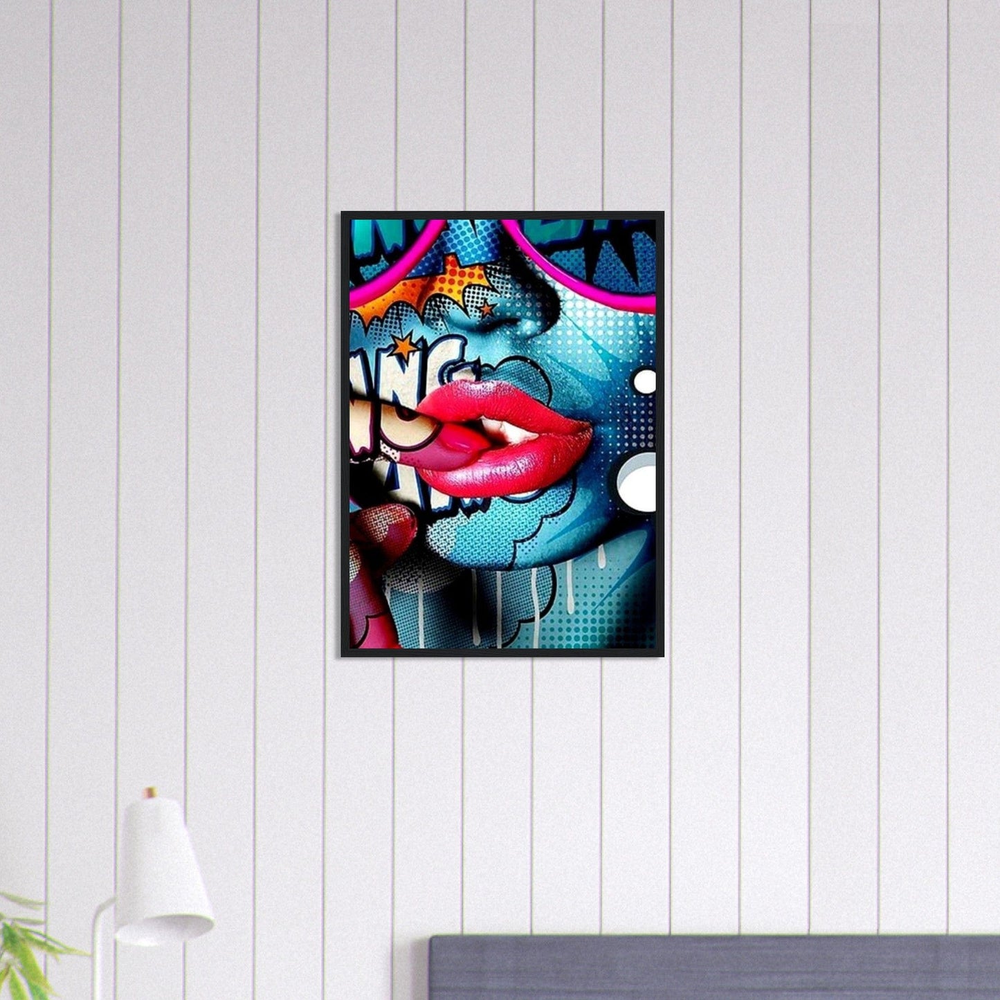 Canvanation Print Material 50x70 cm / 20x28″ Tableau Street Art Femme Pop Bleu