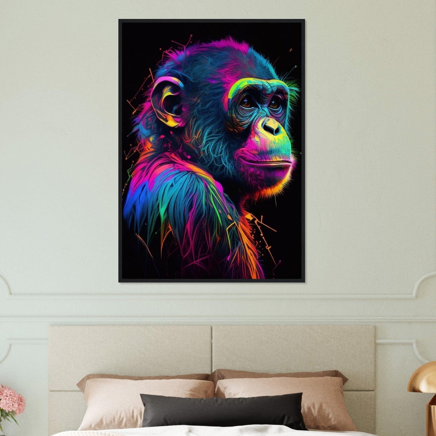 Canvanation Print Material Tableau Singe Pop Art Fond Noir