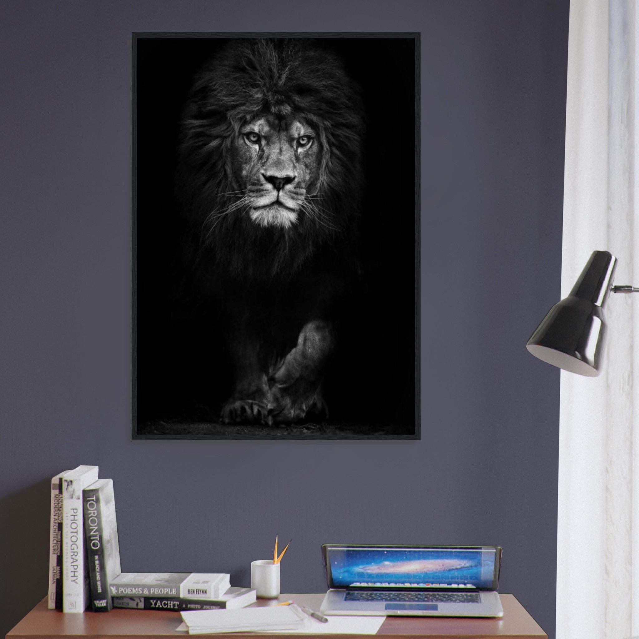 Canvanation Print Material Tableau Lion Street Art Avec Couronne Noir Blanc