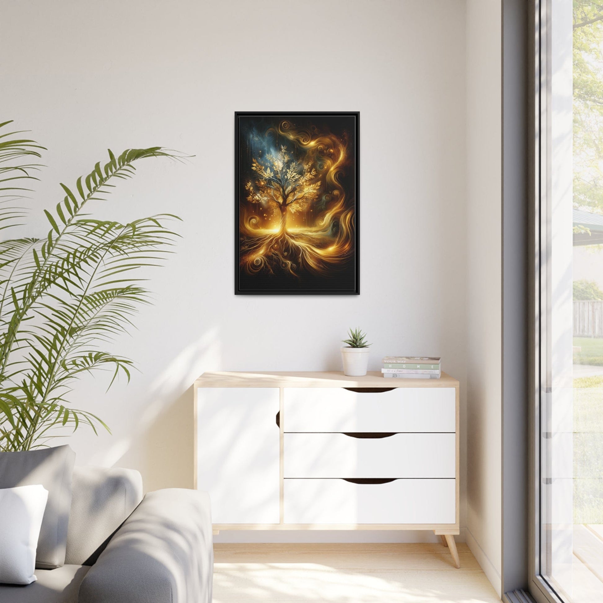 Printify Canvas Tableau L'arbre de vie en or étincelant: la puissance et la beauté de la nature sublimées