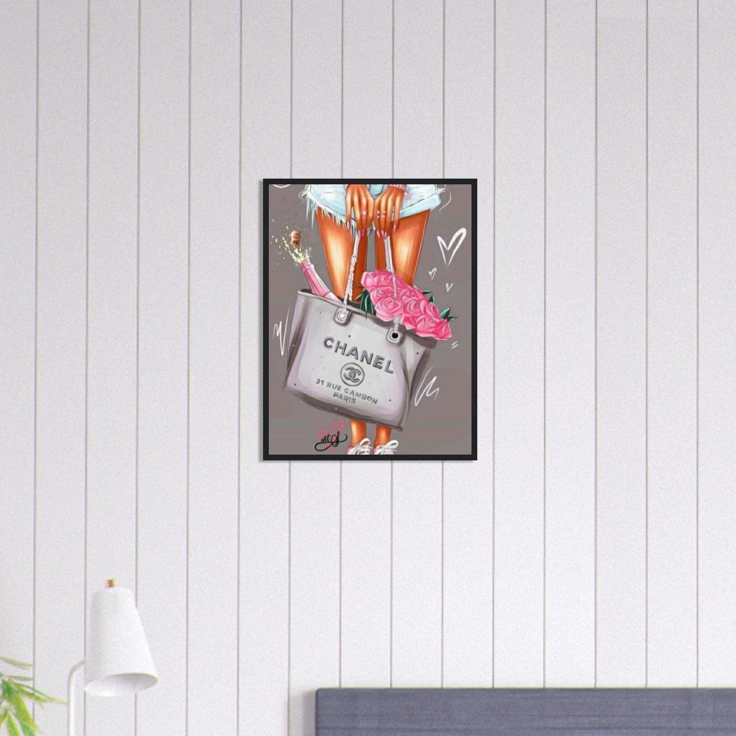 Canvanation Print Material 45x60 cm / 18x24″ Tableau Chanel Numéro 5 Fond Gris