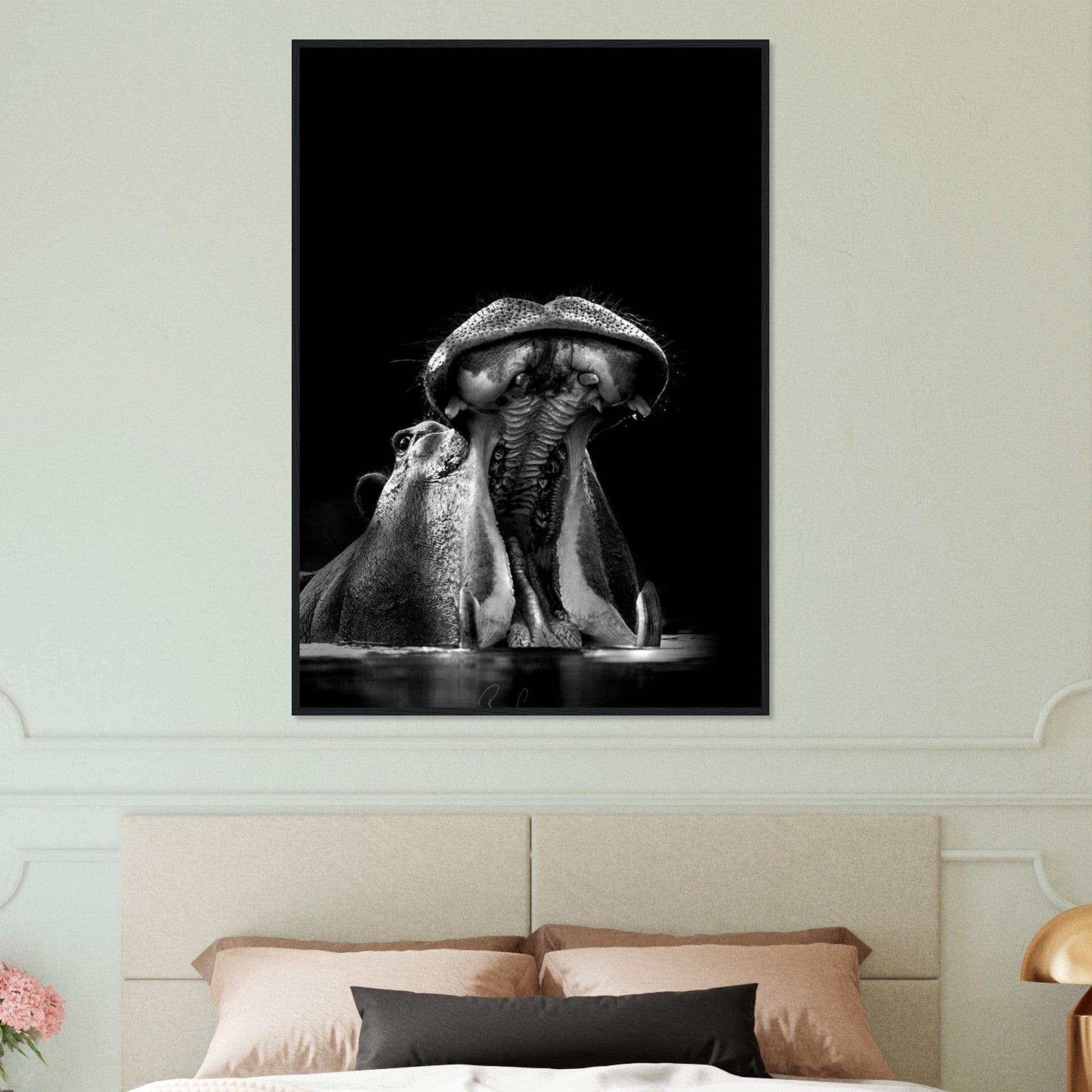 Canvanation Print Material Tableau Photo Noir Et Blanc-Animaux-Hippopotame