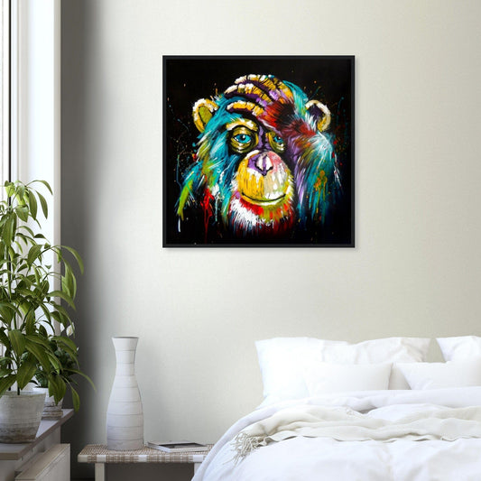 Canvanation 70X70cm / Avec cadre en bois Tableau Singe Pop Art