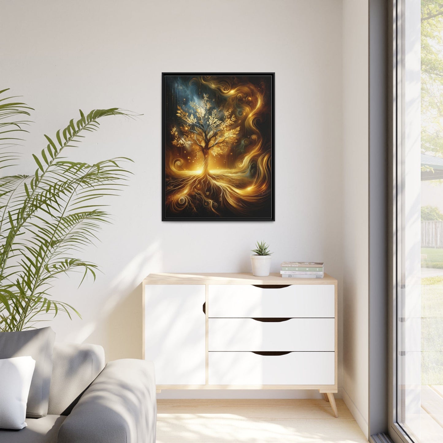 Printify Canvas Tableau L'arbre de vie en or étincelant: la puissance et la beauté de la nature sublimées