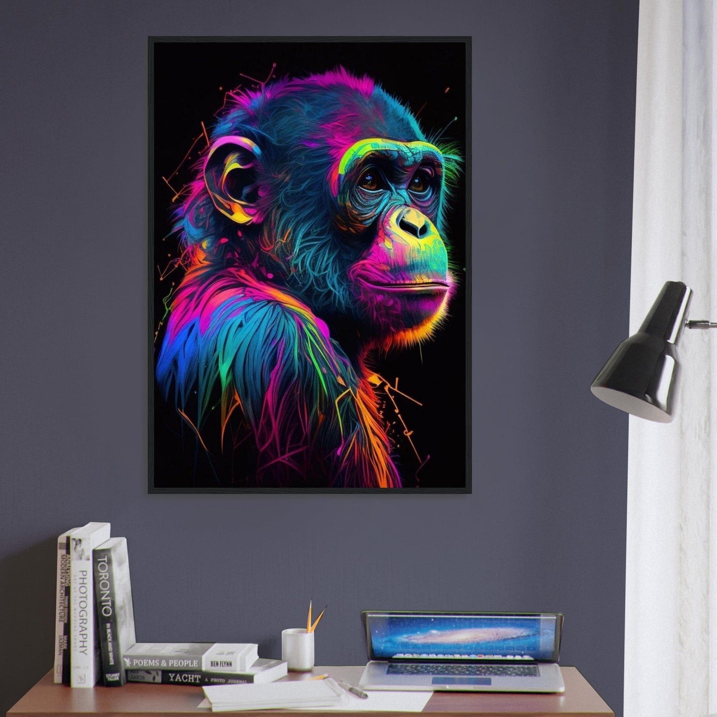 Canvanation Print Material Tableau Singe Pop Art Fond Noir