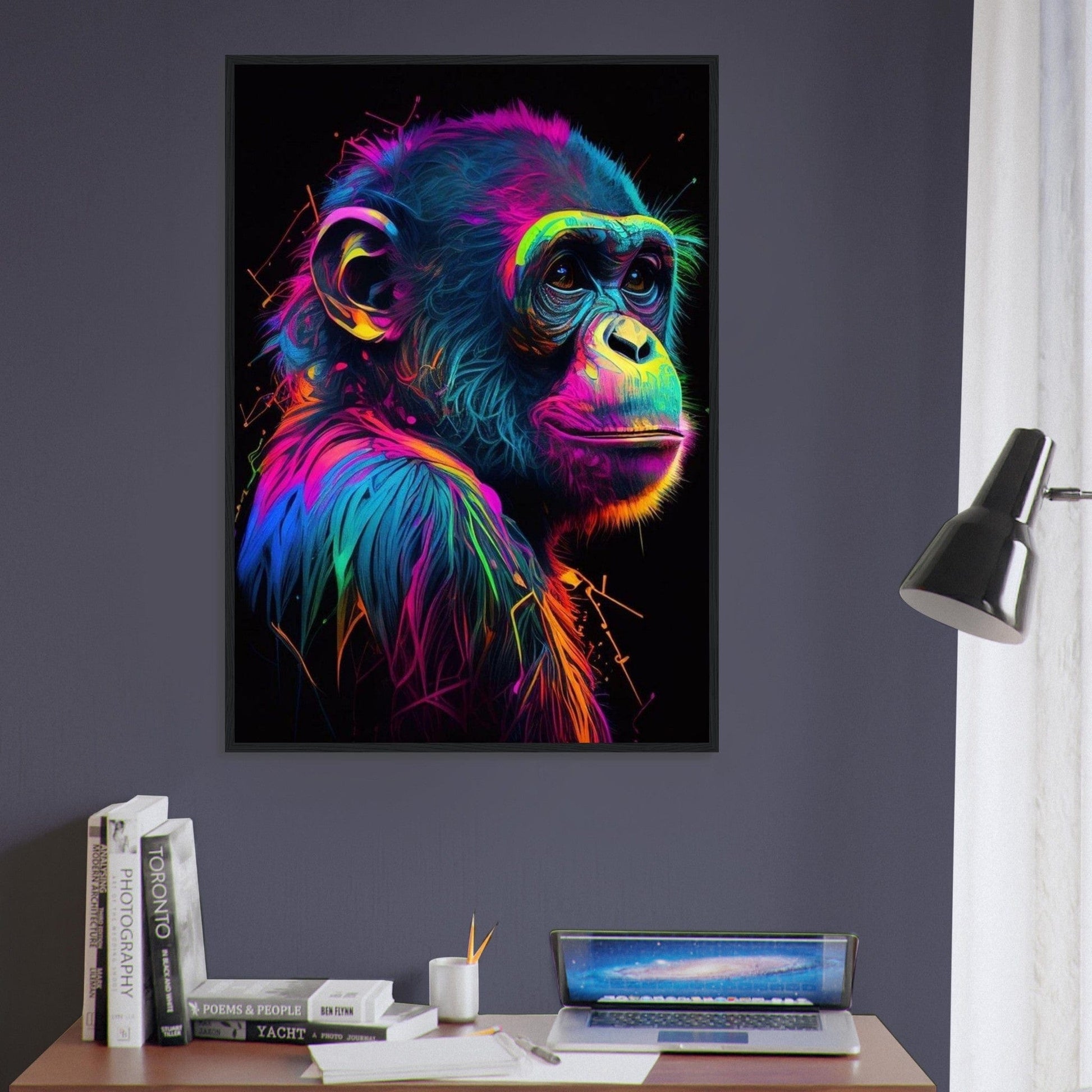 Canvanation Print Material Tableau Singe Pop Art Fond Noir