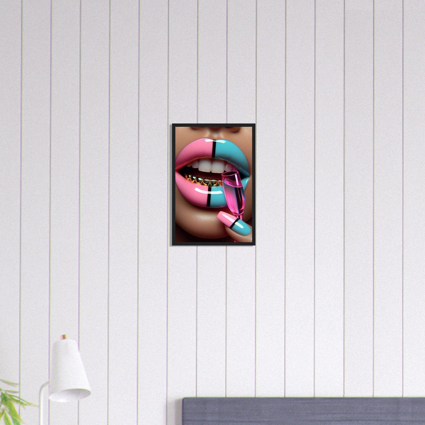 Canvanation Print Material 30x45 cm / 12x18″ Tableau Levres Bleu Et Rose