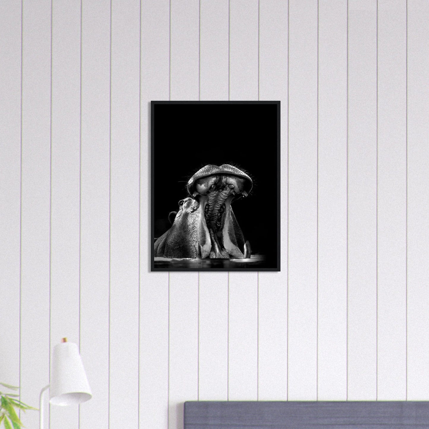 Canvanation Print Material 45x60 cm / 18x24″ Tableau Photo Noir Et Blanc-Animaux-Hippopotame