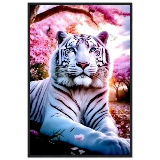 Canvanation Print Material 60x90 cm / 24x36″ Tableau Tigre Blanc Fleurs De Cerisier