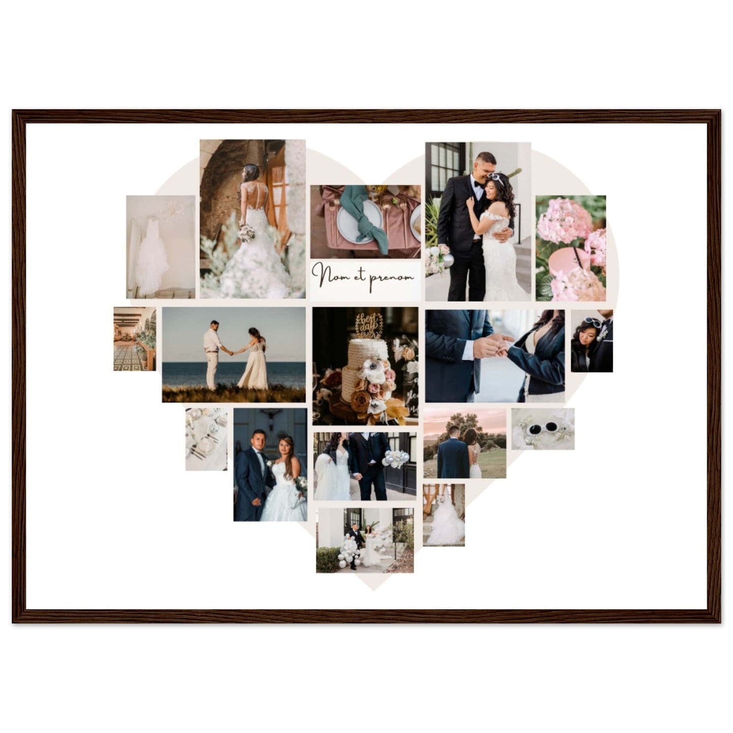 Canvanation Print Material 50x70 cm / 20x28″ / Noir Bois Pêle-mêle de photos sur poster "Mariage ou Fiançailles"