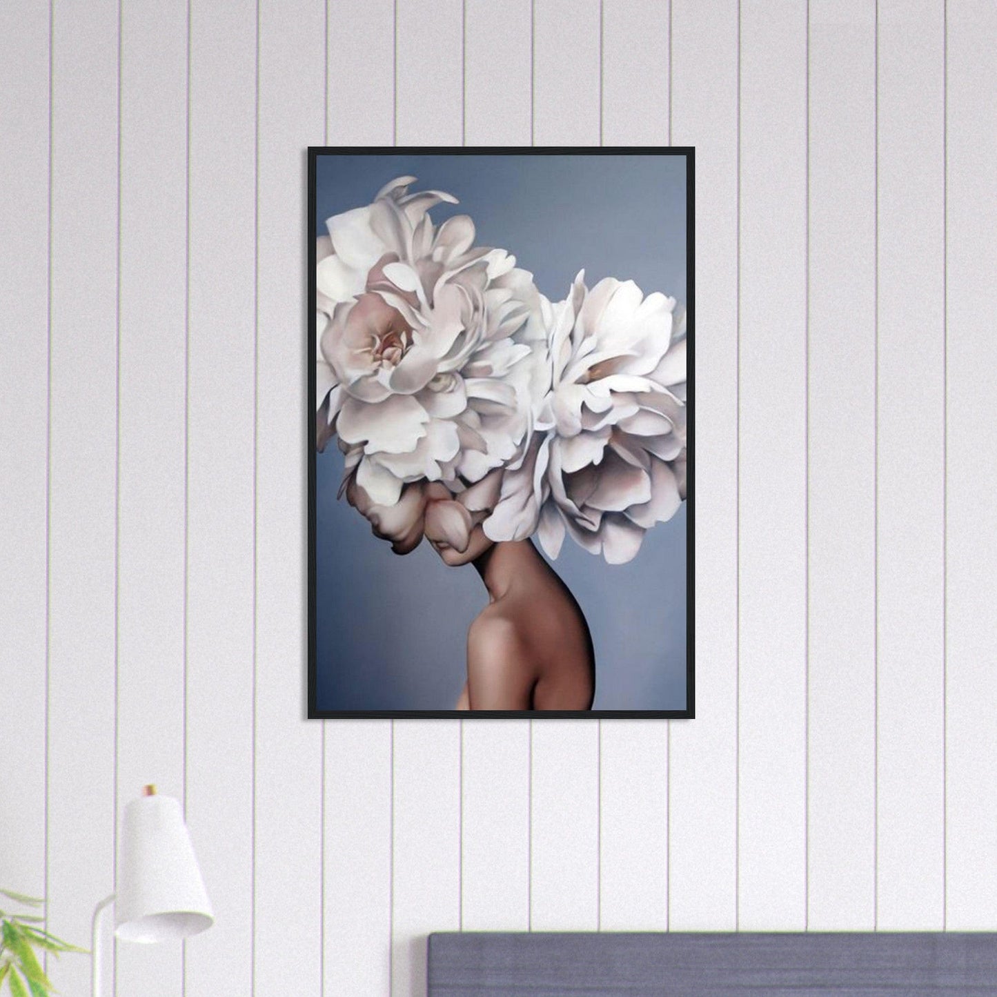 Canvanation Print Material 60x90 cm / 24x36″ Tableau Femme Fleurs Cheveux Blanc Roses