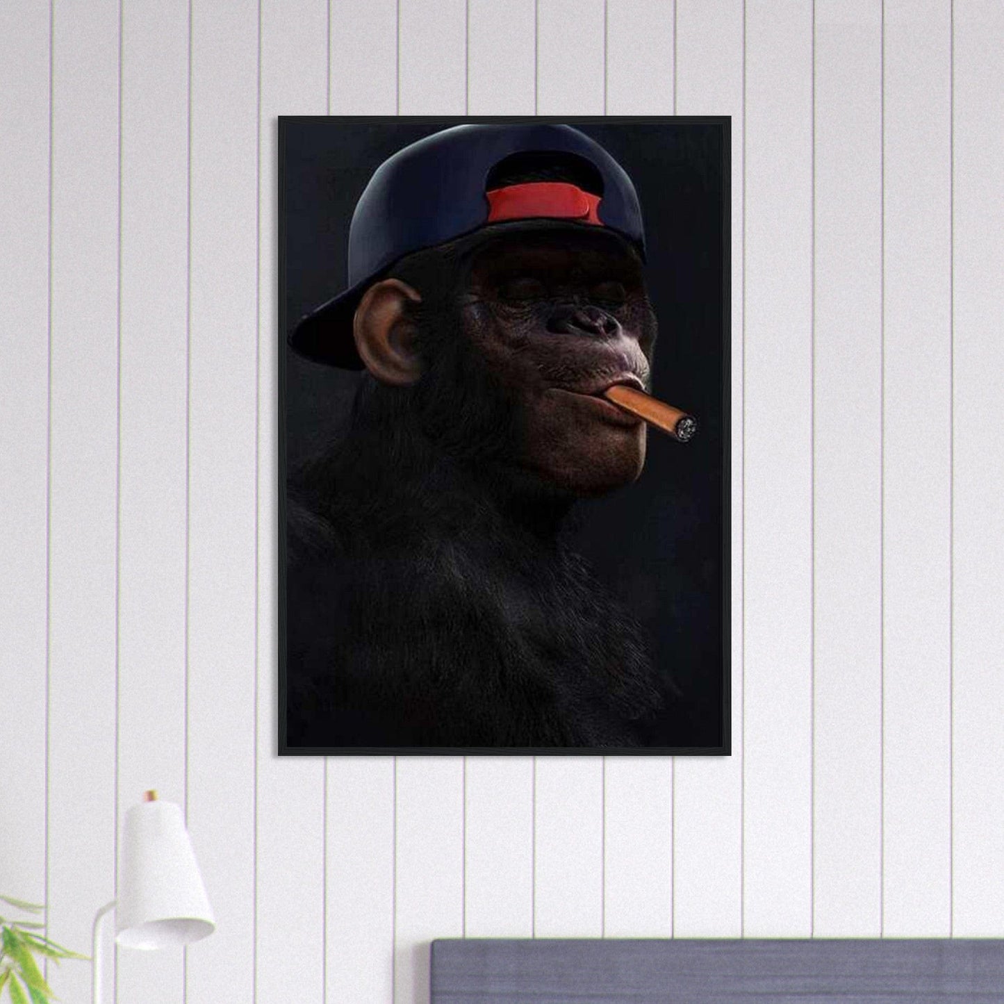 Canvanation Print Material 1 / Cadre noir / 70x100 cm / 28x40″ Tableau 3 singes