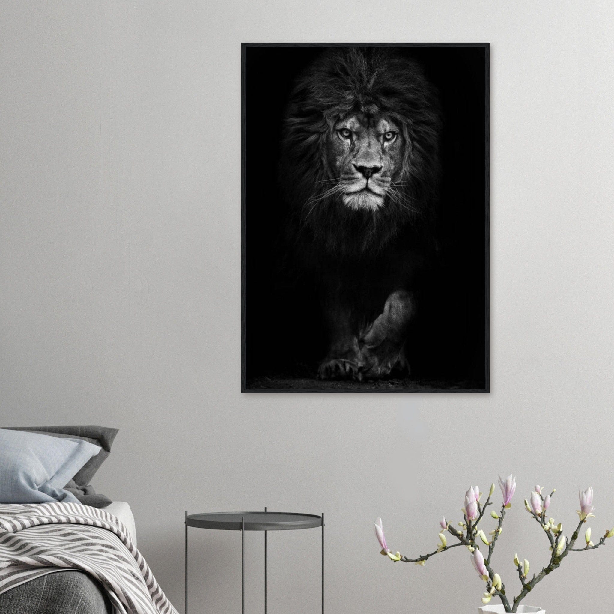 Canvanation Print Material Tableau Lion Street Art Avec Couronne Noir Blanc