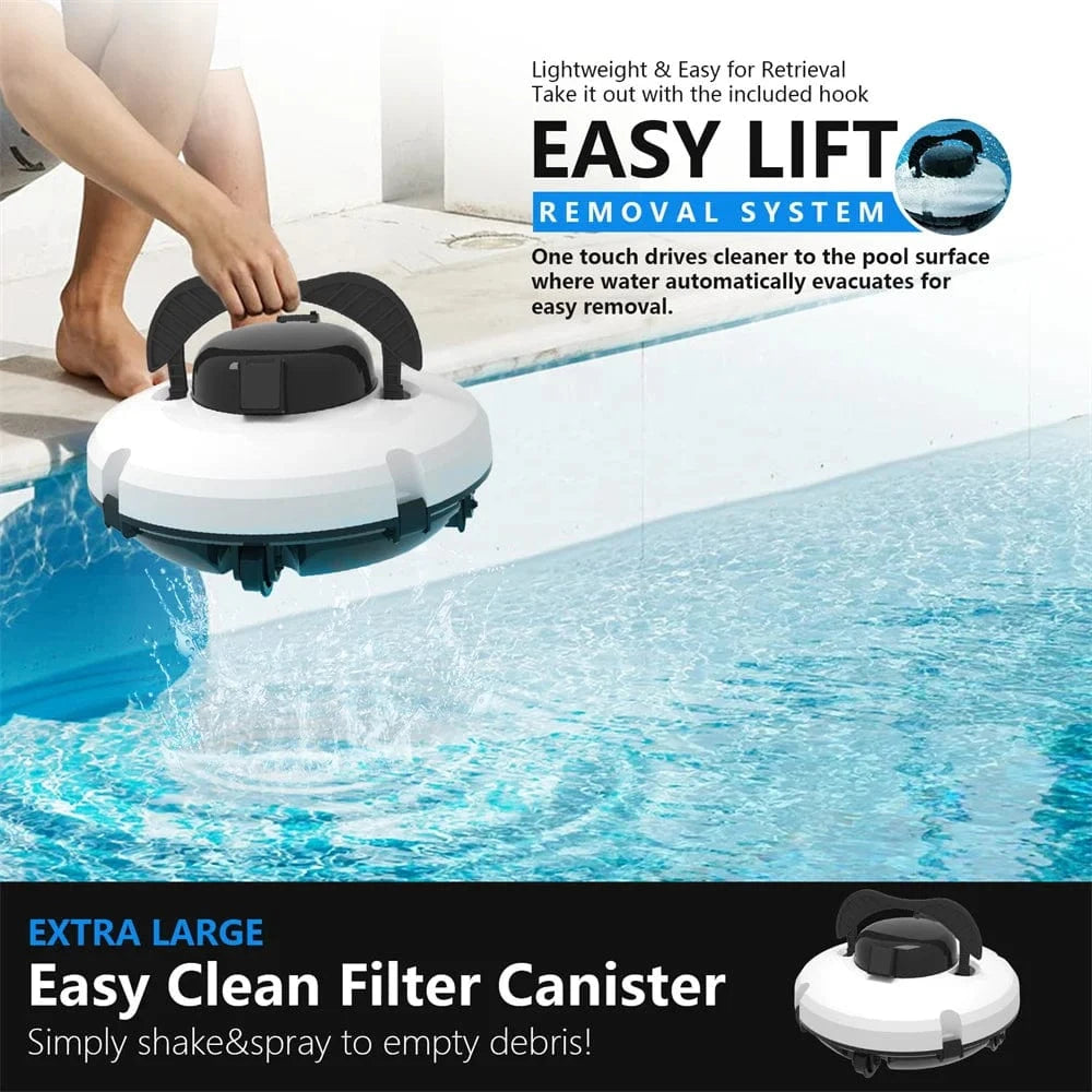 Canvanation EU / france Robot de Nettoyage de Piscine Sans Fil Automatique – Brosse Électrique et Étanchéité IPX8