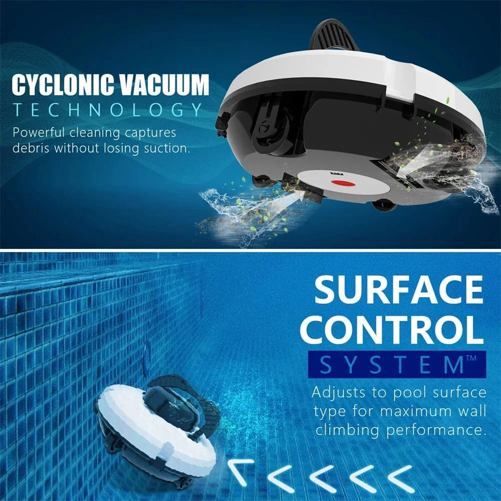 Canvanation EU / france Robot de Nettoyage de Piscine Sans Fil Automatique – Brosse Électrique et Étanchéité IPX8