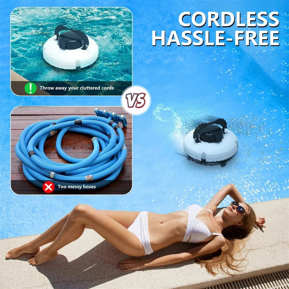 Canvanation EU / france Robot de Nettoyage de Piscine Sans Fil Automatique – Brosse Électrique et Étanchéité IPX8