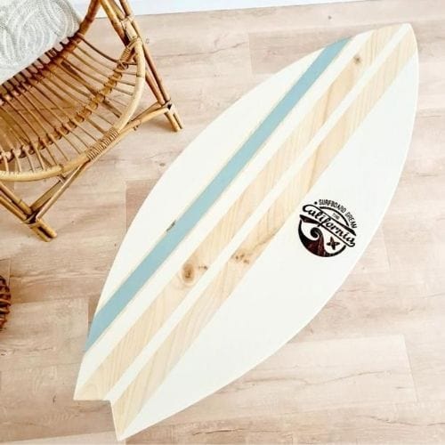 Canvanation Table basse planche de surf en bois fait-main avec pieds épingle