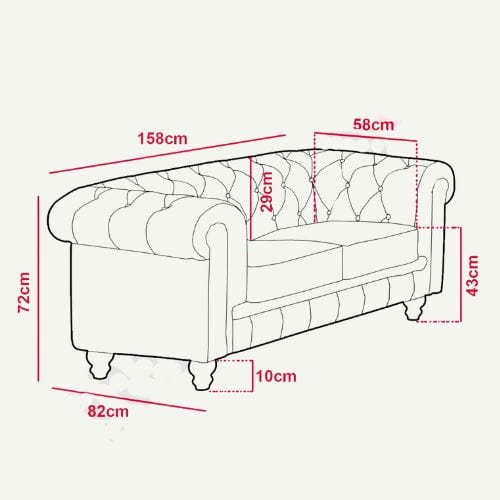 Canvanation Canapé Chesterfield Confortable 2 places en PU Noir