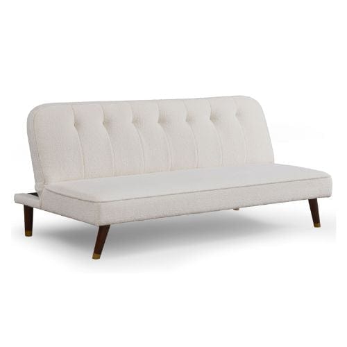 Canvanation Canapé Convertible Clic-Clac 3 Places en Tissu Bouclette Crème – Élégance et Confort Moderne