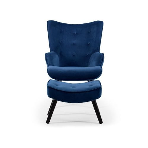 Canvanation Fauteuil et Pouf Bleu – Duo Scandinave Confortable et Élégant