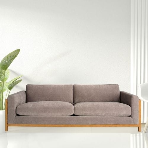 Canvanation Canapé 3 Places Marron – Design Moderne et Élégant avec Pieds en Bois Miel