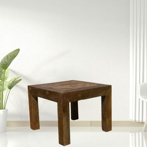 Canvanation Table à Thé en Bois d'Orme Recyclé : Design Rustique et Authentique