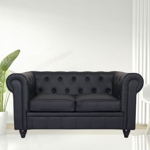 Canvanation Canapé Chesterfield Confortable 2 places en PU Noir