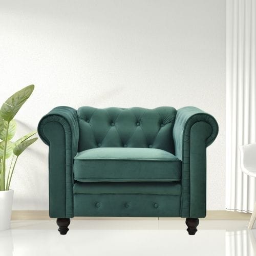 Canvanation Fauteuil Chesterfield Vintage – Élégance Rétro et Confort Intemporel