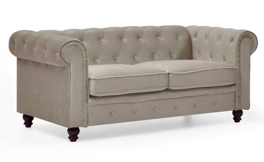 Canvanation Canapé Chesterfield Confortable 2 places en Velours Taupe