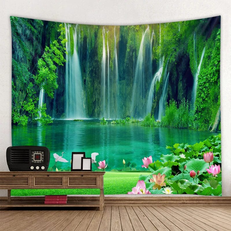 Canvanation Chocolate / 150x100cm Tapisserie de cascade imprimé forêt paysage