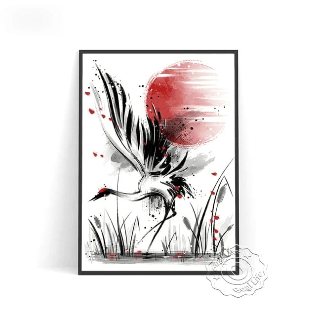 Canvanation H / 60x80cm Affiche Japonaise Rouge Noir Vintage