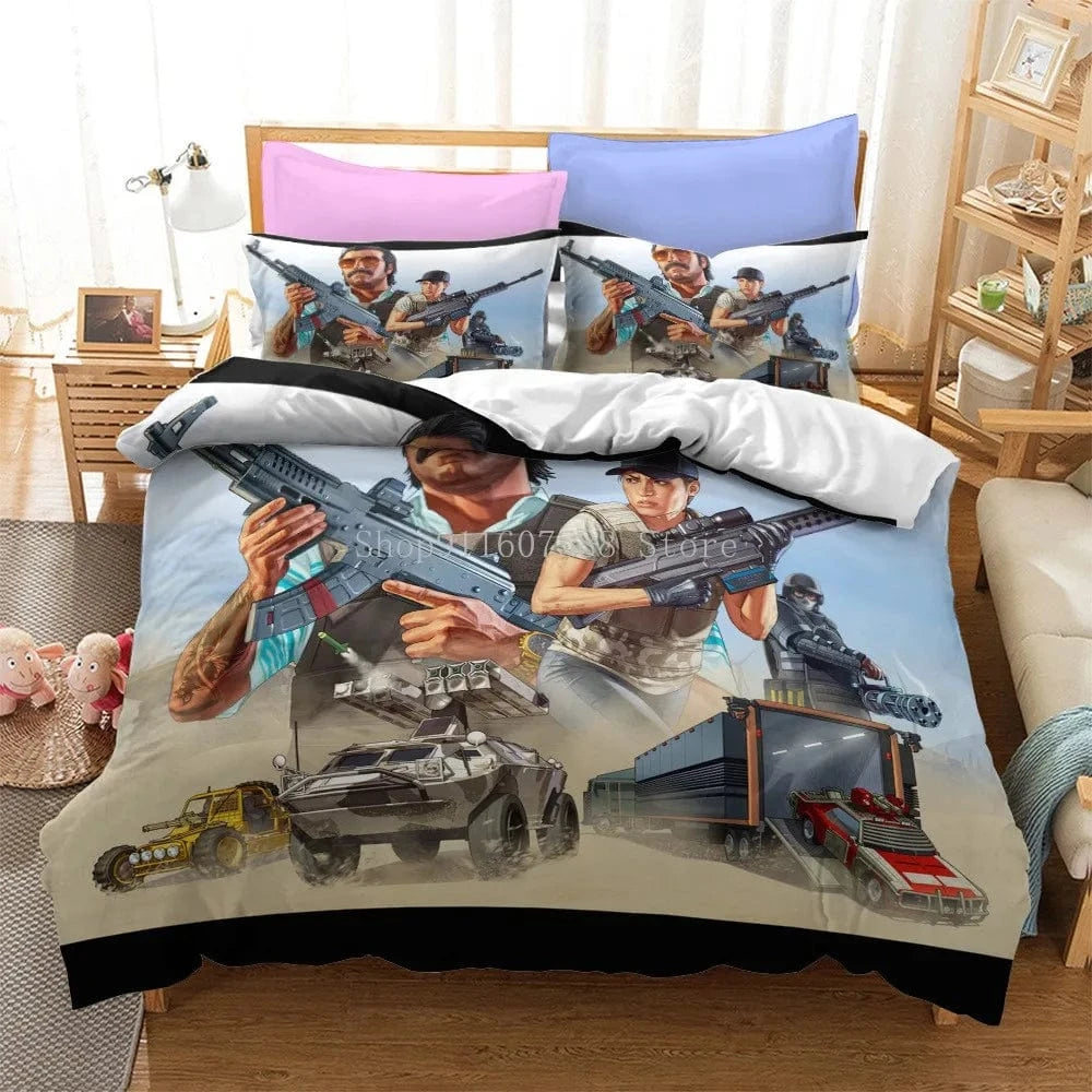 Canvanation 7 / 260x220cm Housse De Couette - Video Game GTA V Set 3D, Grand Theft Auto 5