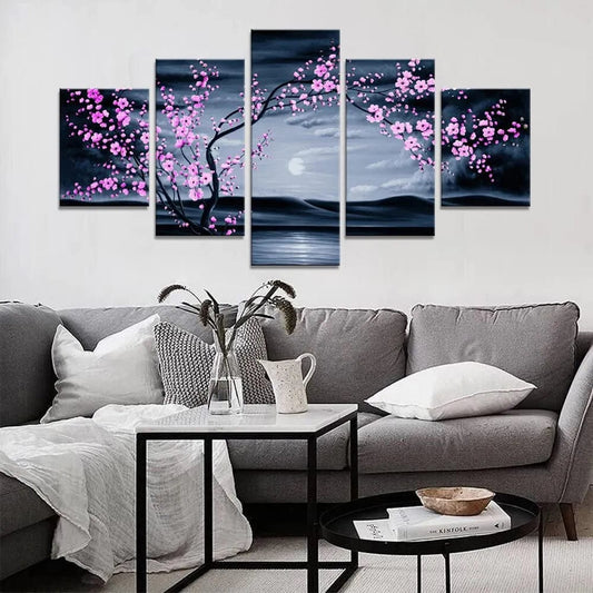 Canvanation Petite taille / Toile non encadrée Affiche Japonaise En Toile 5 Pièces Peintures Sakura
