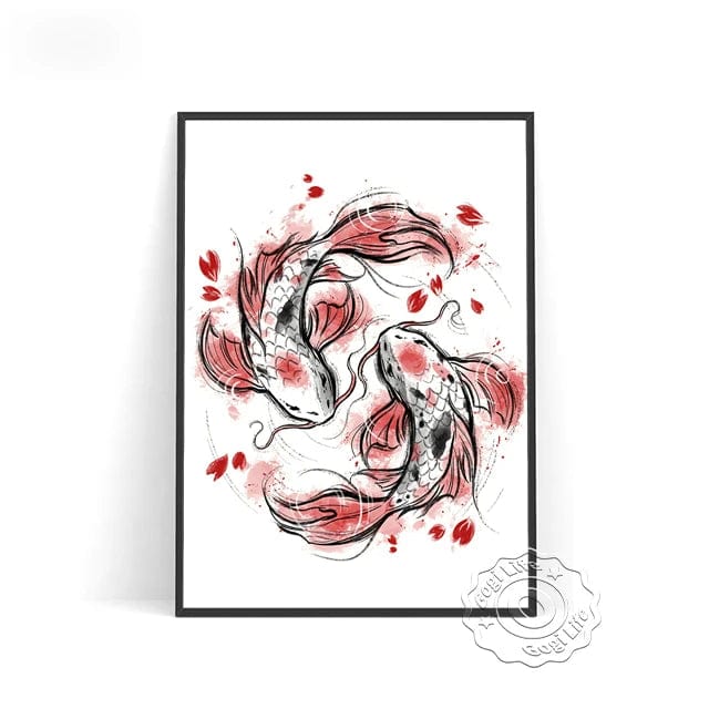 Canvanation E / 60x80cm Affiche Japonaise Rouge Noir Vintage