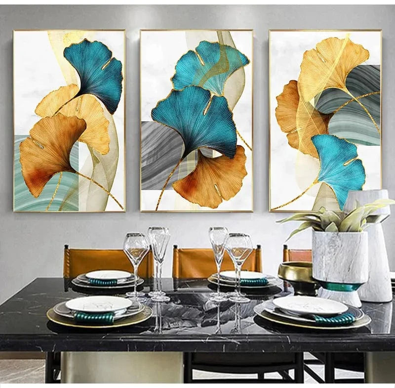 Canvanation Affiche Fleurs Bleu Jaune Orange