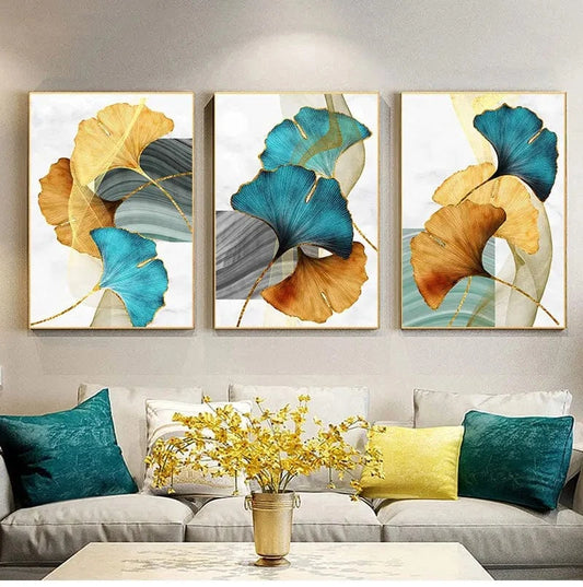 Canvanation Affiche Fleurs Bleu Jaune Orange