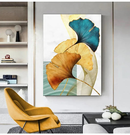 Canvanation Affiche Fleurs Bleu Jaune Orange
