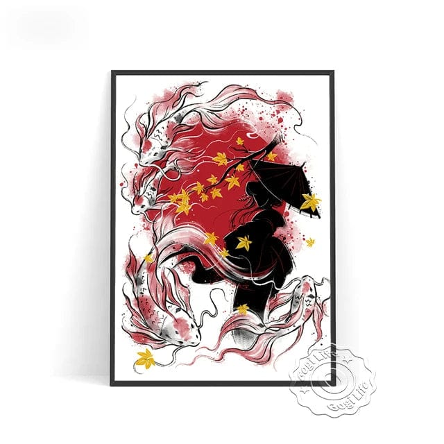 Canvanation D / 60x80cm Affiche Japonaise Rouge Noir Vintage