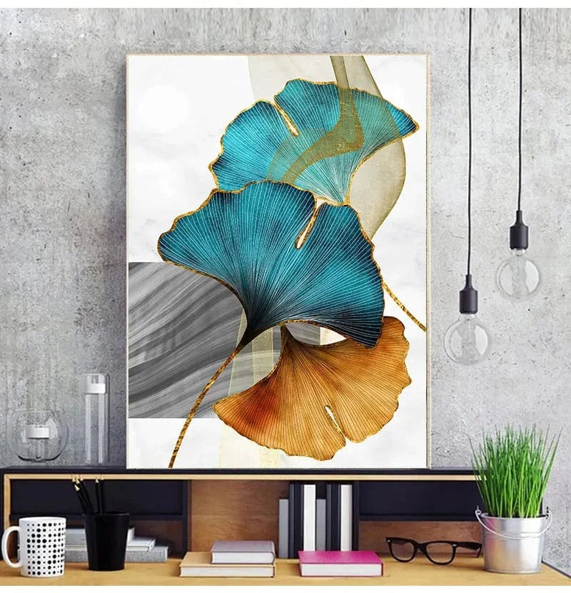 Canvanation Affiche Fleurs Bleu Jaune Orange