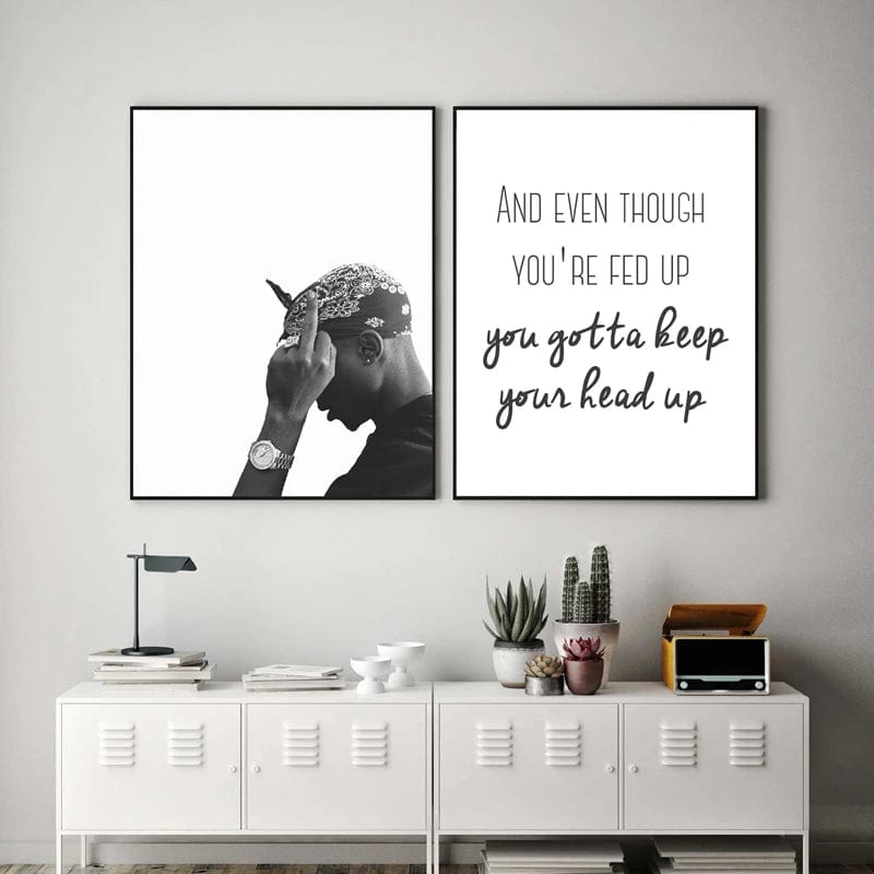 Canvanation Affiche Rap Tupac Shakur Noir Blanc Photographie