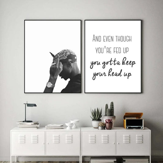 Canvanation Affiche Rap Tupac Shakur Noir Blanc Photographie