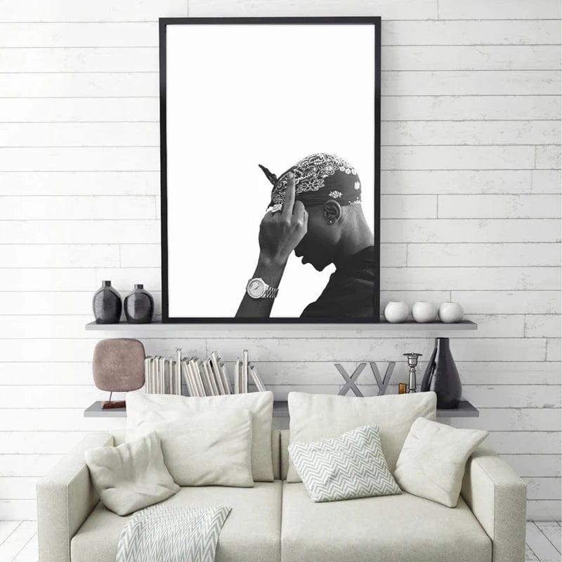Canvanation Affiche Rap Tupac Shakur Noir Blanc Photographie