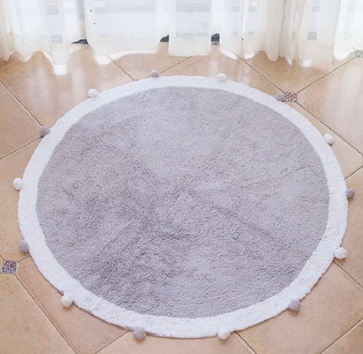Canvanation Gris / 120x120cm Tapis de Chambre Rond – Ambiance Chaleureuse
