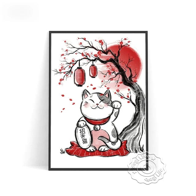 Canvanation L / 60x80cm Affiche Japonaise Rouge Noir Vintage