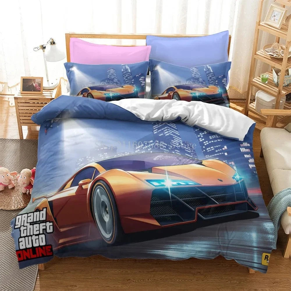 Canvanation 5 / 260x220cm Housse De Couette - Video Game GTA V Set 3D, Grand Theft Auto 5