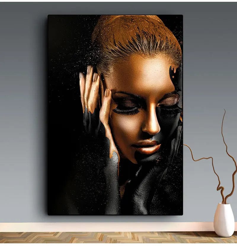 Canvanation Affiche Femme Noir Africaine Doré